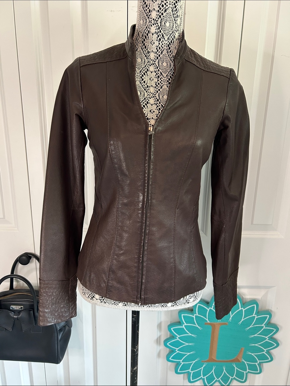 🔥 Rare Find! Danier Espresso Brown Genuine Leather Moto Jacket XXS